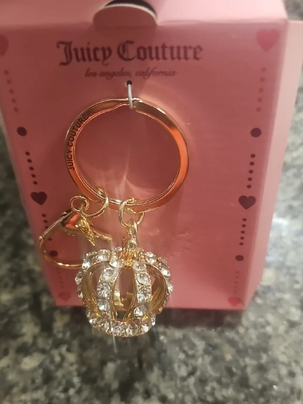 Juicy Couture Gold Crystal Crown Key Ring